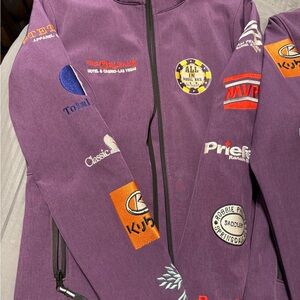 Embroidered Logo Purple Zip-Up Jacket